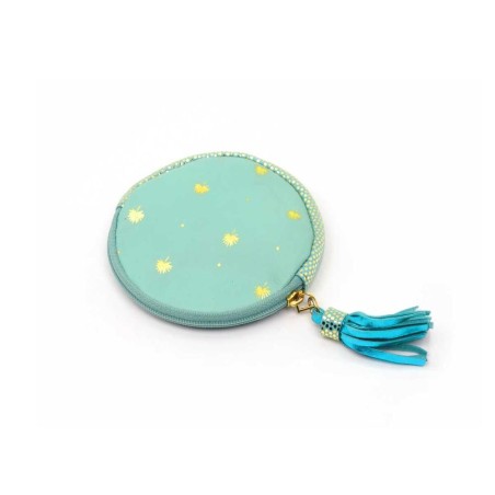 Round leather pouch Palmtree