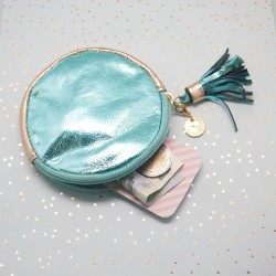 Pochette ronde cuir et palmtree