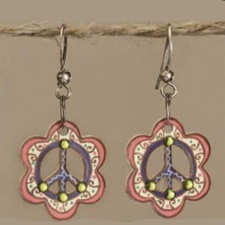 Boucles d'Oreilles Painted Metal Flower
