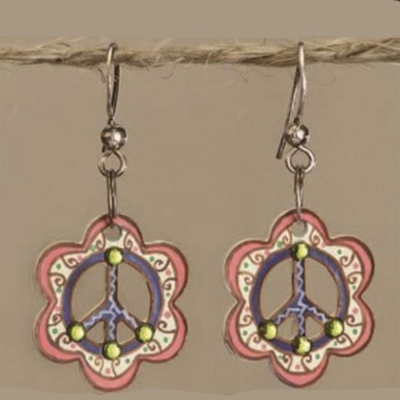 Earrings Painted Metal Flower
