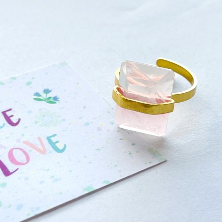 Bague DEEPSEA, silver-plated rose square