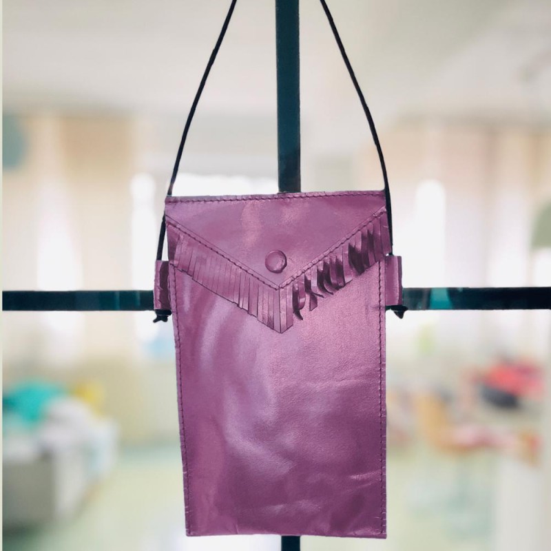 Cellphone Bag Leather Basic pinkmetallic