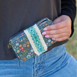 Portemonnaie Wristlet, Charcoal, multi floral
