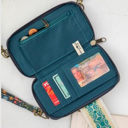 PPorte-monnaie Wristlet, Charcoal, multi floral