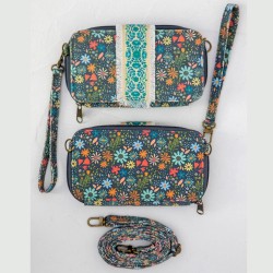 PPorte-monnaie Wristlet, Charcoal, multi floral