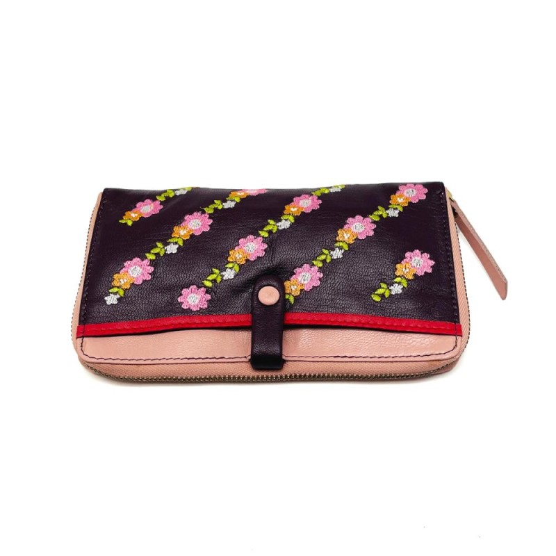 Porte-monnaie smartwallet Flowerdot plum