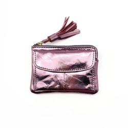 Porte-monnaie Mini Zip Porte Cartes Metallic pink
