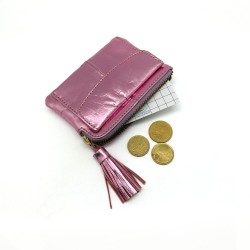Porte-monnaie Mini Zip Porte Cartes Metallic pink