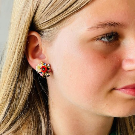 Boucles d'Oreilles Pompadour flower orange