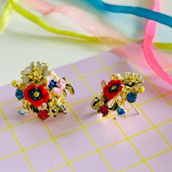 Boucles d'Oreilles Pompadour flower orange