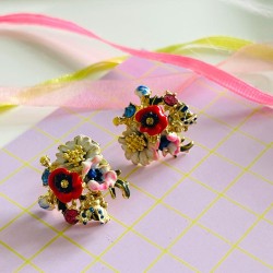 Earrings Pompadour flower orange