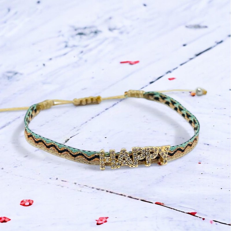 Bracelet Woven Tape Happy