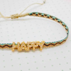 Armband Woven Tape Happy