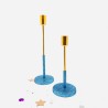 Candle holder Flower Glitter ocean-gold Set/2