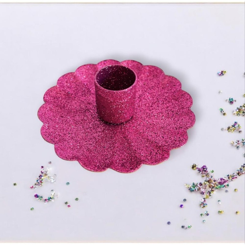 Bougeoir Flower Glitter ltpink
