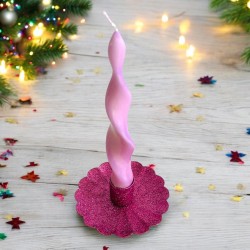 Candle holder Flower Glitter ltpink