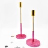 Candle holder Flower Glitter ltpink-gold Set/2