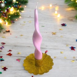 Candle holder Flower Glitter gold