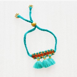 Armband HOT 3 tassel bunch orange-turq