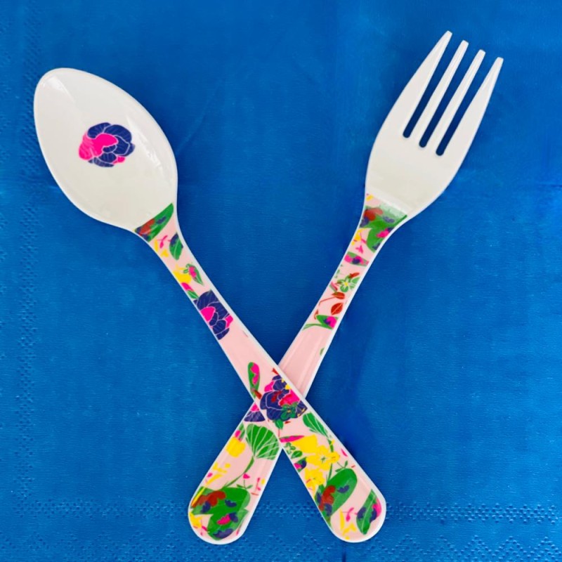Fork and Spoon Set Melamin FL Bloom