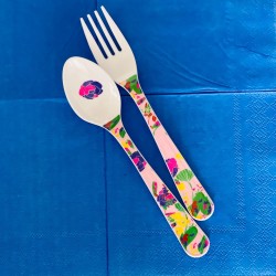 Set fourchette et cuillère Mélamine FL Bloom