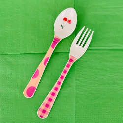 Set fourchette et cuillère Mélamine Dots