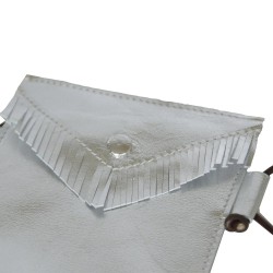 Cellphone Bag Leather Basic Silber metallic