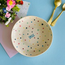 Plate Ceramic L Smile dots