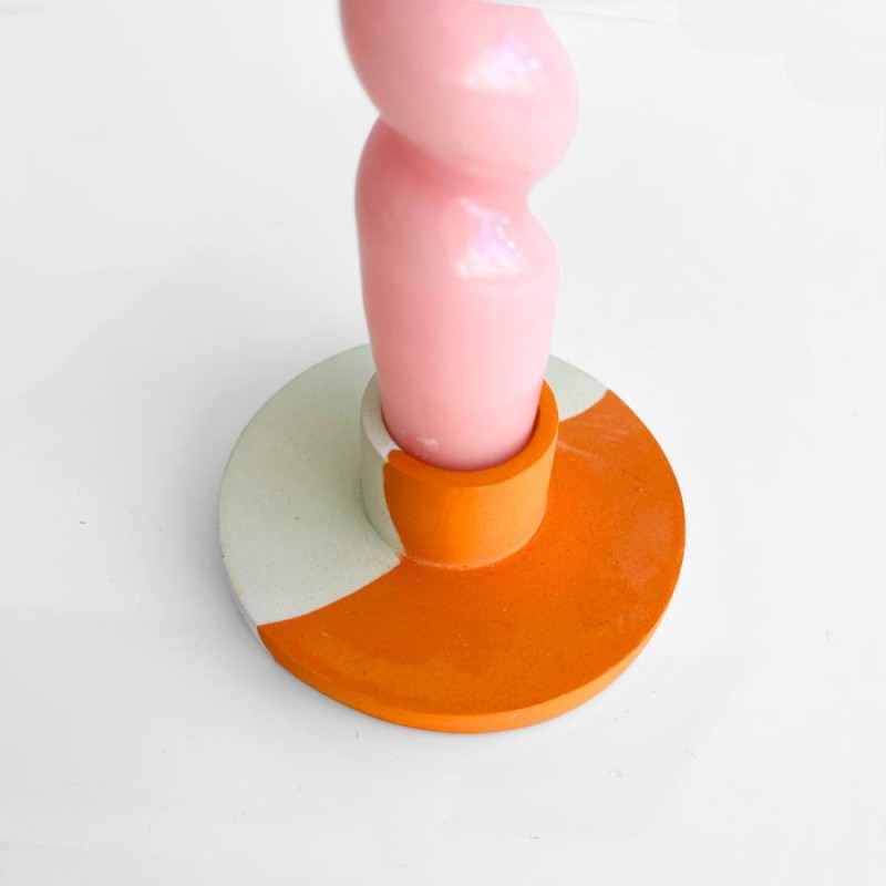 Bougeoir béton rond sm orange