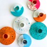Candle holder concrete round sm orange