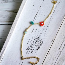 Bracelet Perles Dorées Fancy flower mix