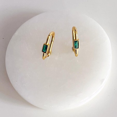 Boucles d'oreilles Émeraude carrée mini
