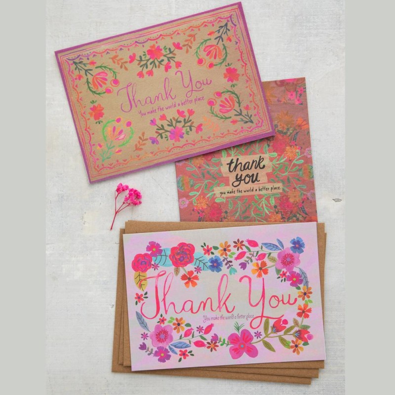Cartes de vœux avec enveloppe Thank you SET3