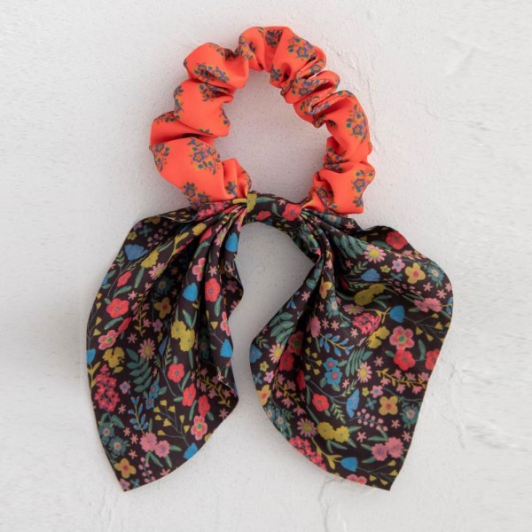 Scrunchie Mixed Print Tie Pnk/Grn
