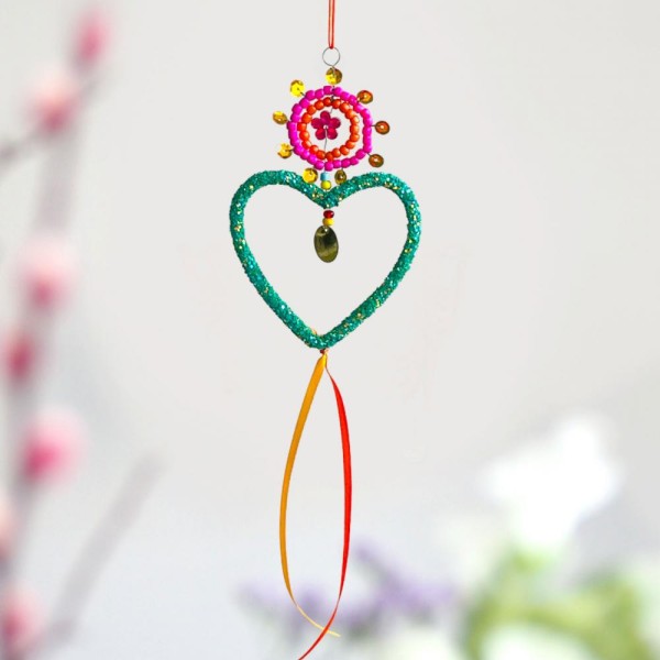 Dekoration Funkel green heart Ornament