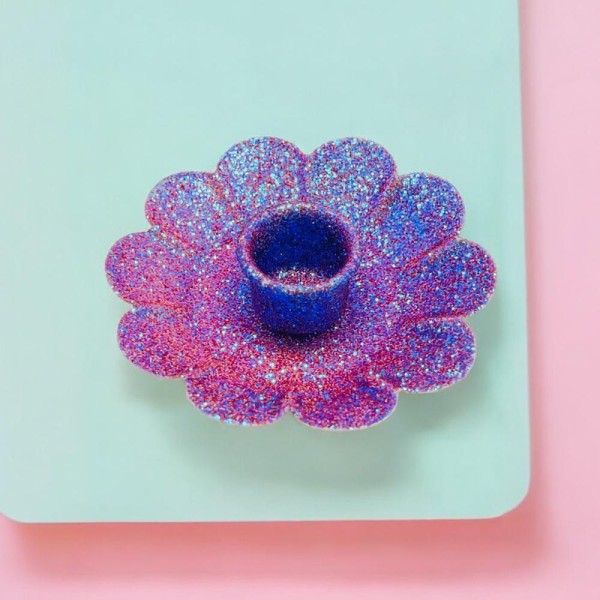 Kerzenhalter Flower Glitter lavender