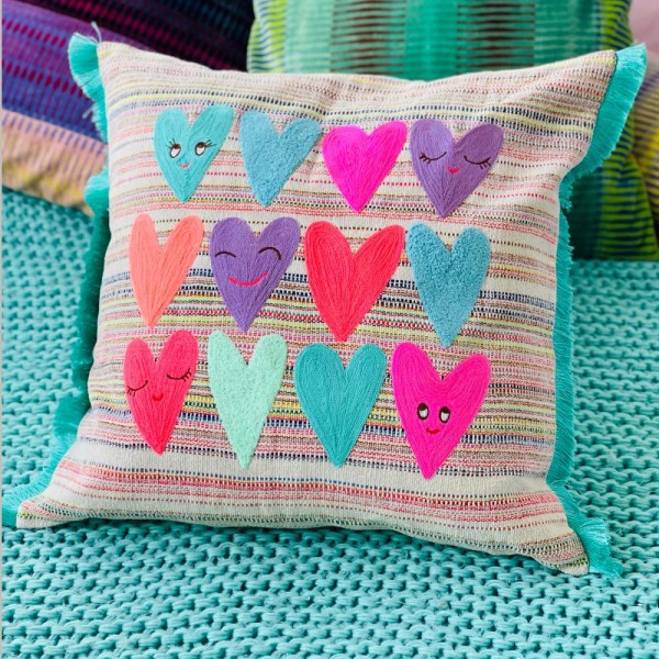 Kissenhülle multi heart pastel CO 5050