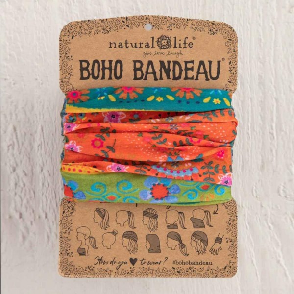 Stirn- und Haarband Boho Bandeau orange/green Borders