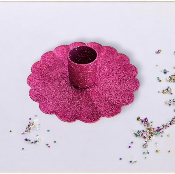 Kerzenhalter Flower Glitter ltpink