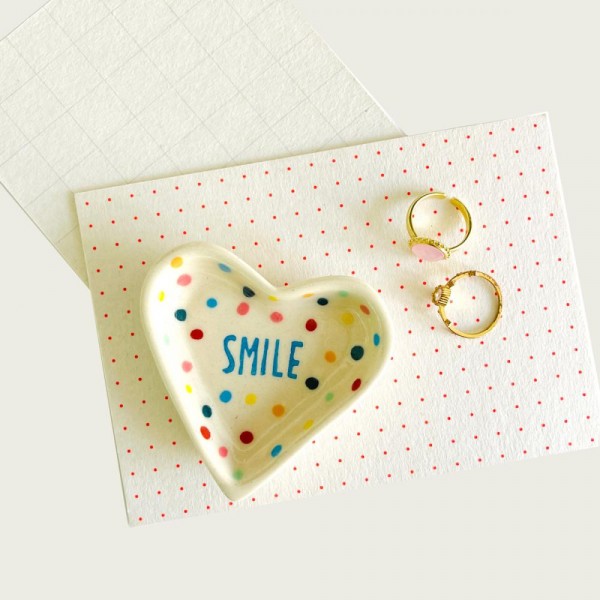 Teller Keramik organic heart Smile dots