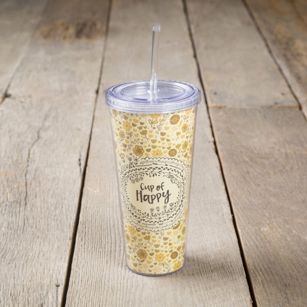 To Go Becher aus Acryl Happy