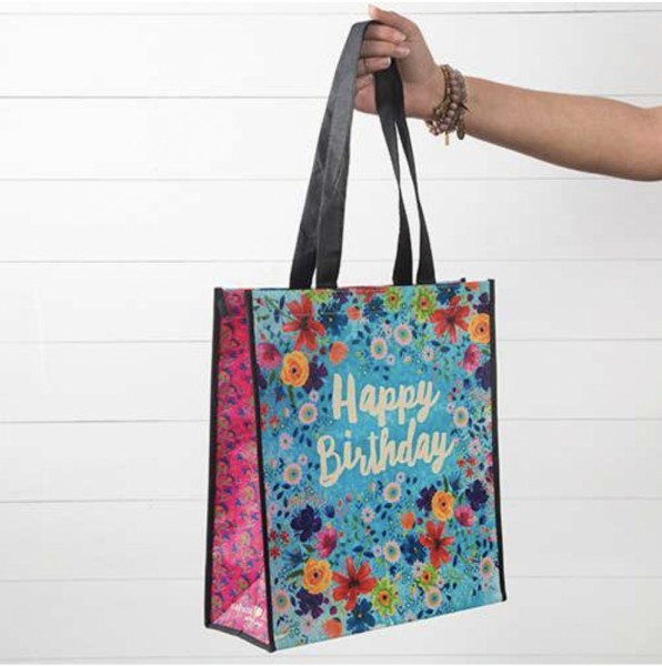 Recycled Tasche Bday Blue Floral