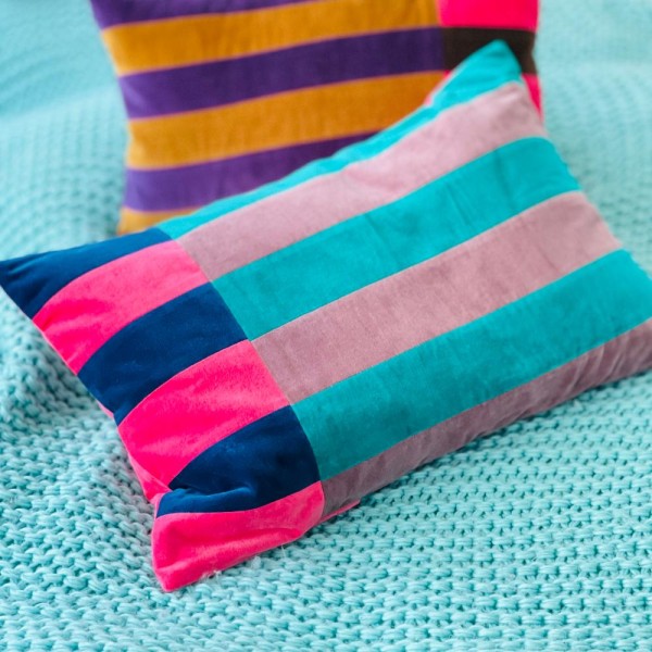 Kissenhülle Velvet Boldstripe smaragd 3050