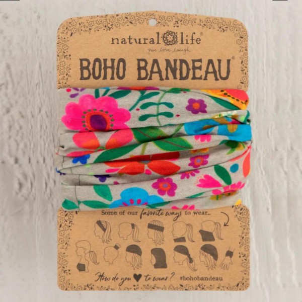 Stirn- und Haarband Boho Bandeau Lt Taupe Folk Flower