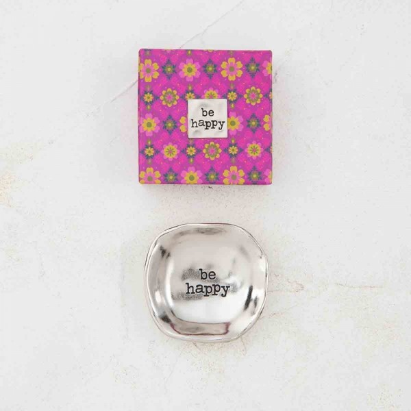 Mini Schale Silver Token in Geschenkbox Be Happy