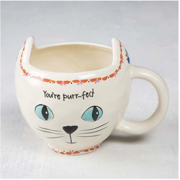 Tasse Folk Art cat Cream