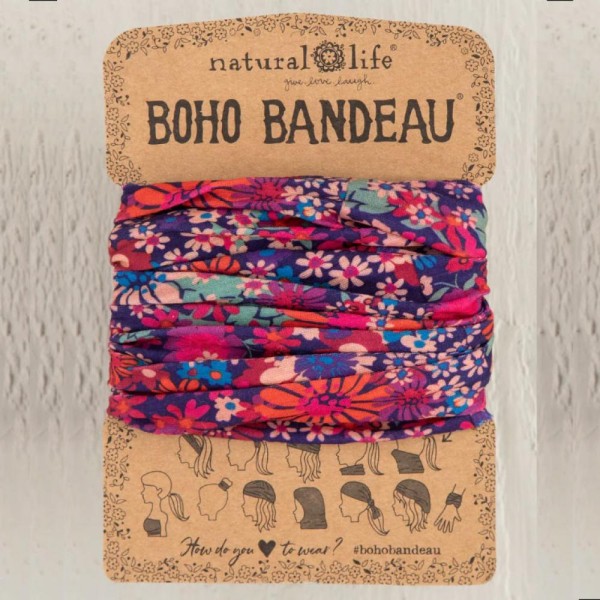 Stirn- und Haarband Boho Bandeau Drk Rd Pnk Flrl