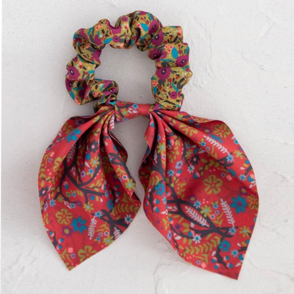 Scrunchie Mixed Print Tie Yel/Red