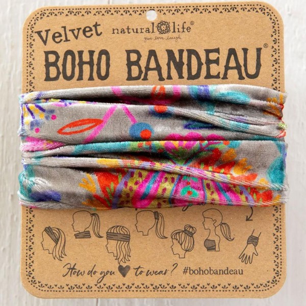 Stirn und Haarband Boho Half Bandeau Velvet Folk cream