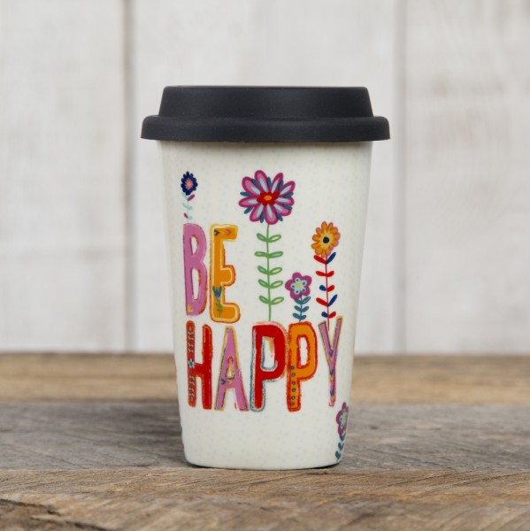 Thermobecher Keramik Be Happy